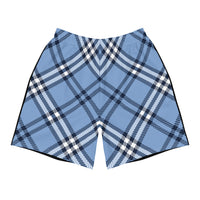 Blue Plaid Athletic Long Shorts