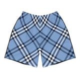 Blue Plaid Athletic Long Shorts