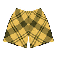 Yellow Plaid Athletic Long Shorts