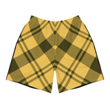 Yellow Plaid Athletic Long Shorts